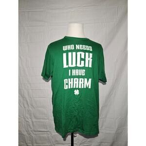 Who Needs Luck I Have Charm Green St. Patrick's Day Irish Men's T-shirt Size 2XL